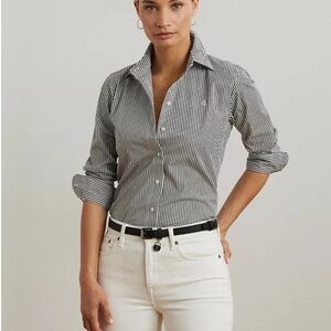 Lauren Ralph Lauren Black and White Striped Button-Down Shirt